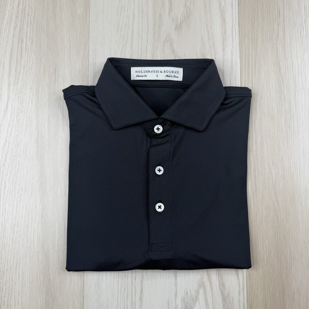 Holderness & Bourne Golf Polo Shirt Black Tailored Fit Mens Small Texas State